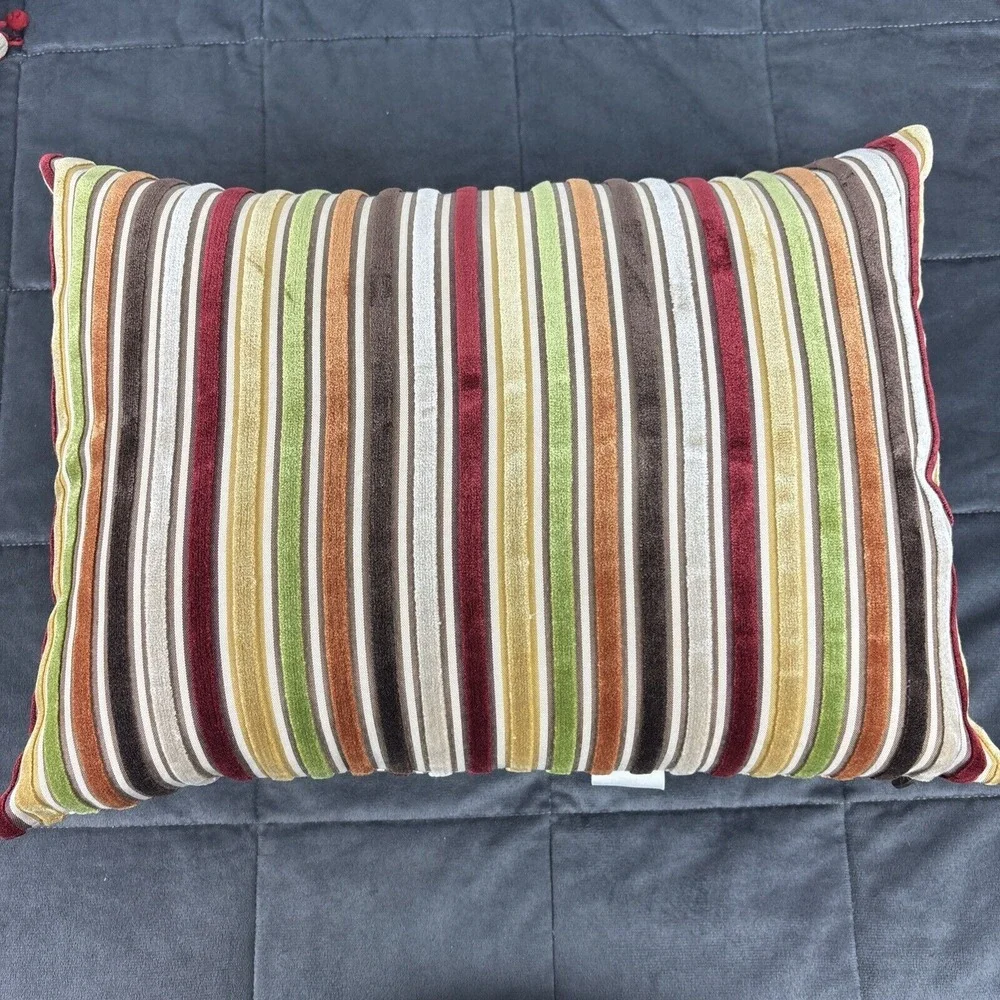 Pier 1 Embroidered Boho Pillows 2 Throw & 1 Lumbar Floral Stripe Earthy Neutrals